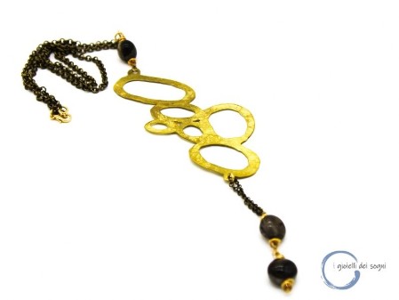 collana ciondolo geometrico in ottone e labradorite