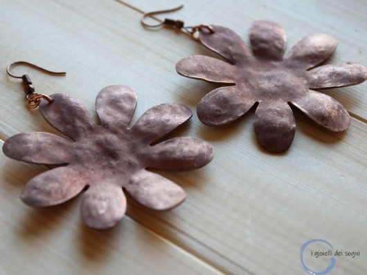 orecchini fiore rame
